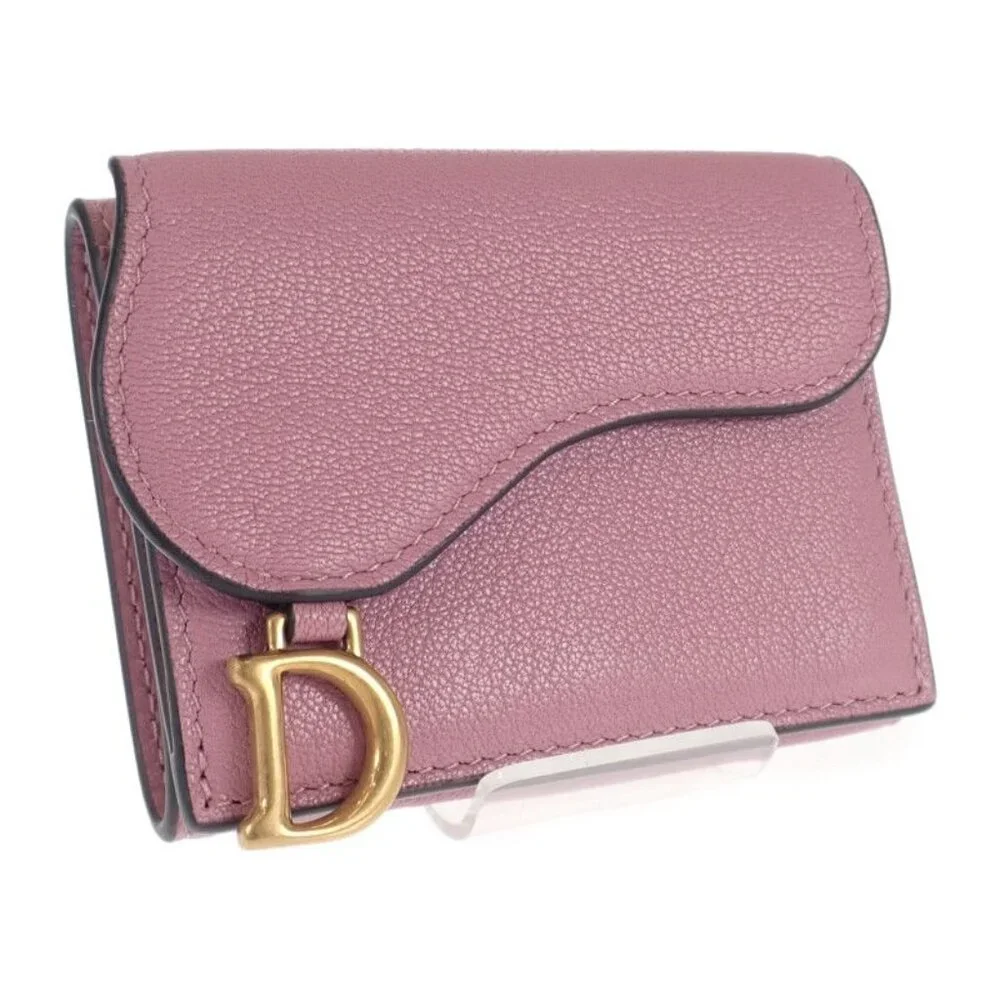 Christian Dior Saddle Compact Wallet S5653 Cceh Trifold Wallet Goatskin Lavender